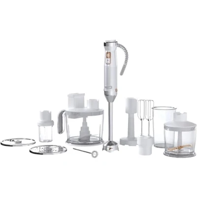 Afbeelding van Sencor Multifunctionele Ultra Power staafmixer 10 in 1, 1500 W, met QuadBlade technologie van titanium, traploze snelheidscontrole, ergonomische handgreep en complete accessoires, wit [SHB 6551WH]