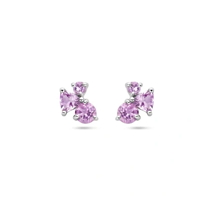 Afbeelding van Zilver Gerhodineerd Oorknoppen Amethist 1337888