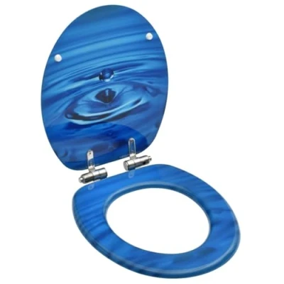 Afbeelding van vidaXL Toiletbril met Soft Close Deksel Waterdruppel Toiletzitting Toiletdeksel Toilet Wc Bril Zitting Toiletbrillen Toiletten MDF Blauw