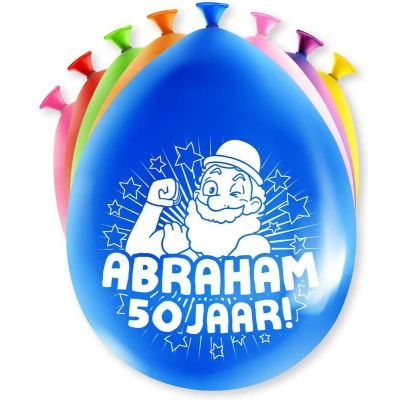 Afbeelding van Ballonnen 50 jaar Abraham party 30cm 8 stuks