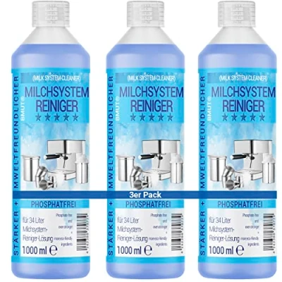 Afbeelding van 3 x 1000 ml melksysteemreiniger, concentraat voor volautomatische koffiemachine, melkschuimreiniger, melkreiniger, universeel alle fabrikanten