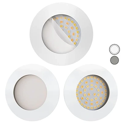 Afbeelding van Scandinavian home 3 delige set led inbouwspots, dimbaar, warmDim 230 V, 5,8 W, warm wit, 60 mm 70 mm, geschikt voor badkamer, CRI 90 580 lm, 3100 K, 68 wit mat met matglas, platte spot