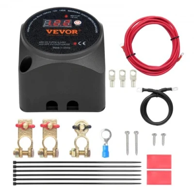 Afbeelding van VEVOR Dual Battery Isolator Relay 12V 140A Handmatige automatische modus Spanningsgevoelig VSR relais met LCD scherm voor ATV UTV RV Caravan Vrachtwagen Boot Jacht