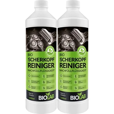 Afbeelding van BIOLAB Biologische scheerkopreiniger (2 x 1000 ml) navulvloeistof voor Clean &amp; Renew, geschikt Braun Series, Philips scheerkop reinigingscartridge en reinigingsstation scheerapparaat