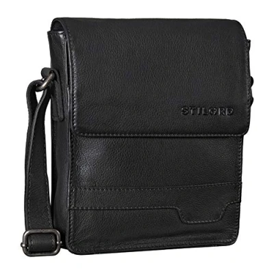 Afbeelding van STILORD &#039;Sven&#039; heren handtas lederen schoudertas kleine mannen 8 inch tablet tas Messenger Bag DIN A5 Echt leer, Kleur:zwart