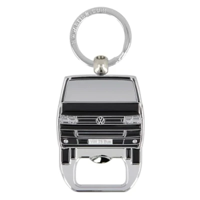Afbeelding van BRISA VW Collection Volkswagen sleutelhanger ring, accessoire, keyholder met bierflesopener in T3, T4, T5 Bulli Bus Design (zwart, bus)