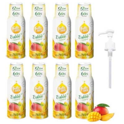 Afbeelding van 8 pakjes FruttaMax Vruchtensiroopconcentraat Minder suiker met 60% fruitgehalte geschikt voor frisdrankautomaat (8 x 500 ml) Mango)