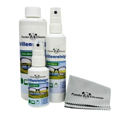 Afbeelding van PANDACLEANER® Set 400 ml brillenreiniger 50 spray voor onderweg + 100 thuis 250 navulfles zonder alcohol anti condens streepvrij