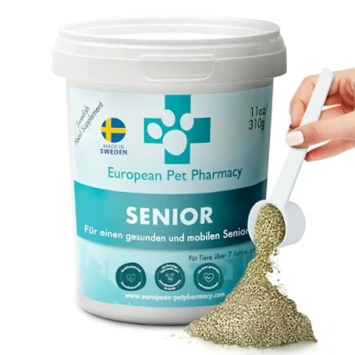 Afbeelding van European Pet Pharmacy Senior Joint Care Hond Voedingssupplement voor Senioren Gezamenlijke Complex Glucosamine Chondroïtine honden van 7+ jaar, 310 g poeder