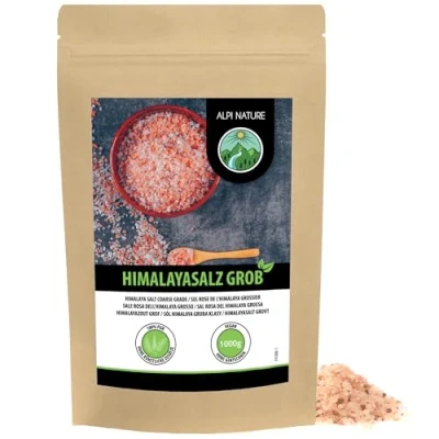 Afbeelding van Grof roze kristalzout (1kg), bekend als Himalayazout uit de Khewra zoutmijnen in Punjab, Pakistan, 2 4 mm voor zoutmolen, volledig natuurlijk steenzout