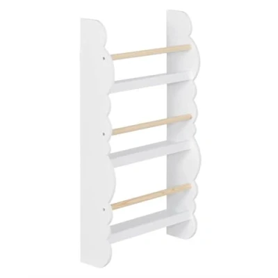 Afbeelding van WOLTU KR013ws Kinderboekenkast, wandrek, boekenorganizer met 3 planken, kinderrek voor het opbergen van boeken, grenenhout E1 mdf, kinderkamer, speelkamer