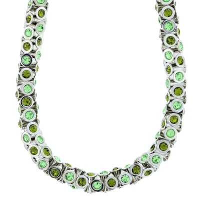 Afbeelding van Behave Klassieke tonnetjes ketting zilverkleur met kristal groen