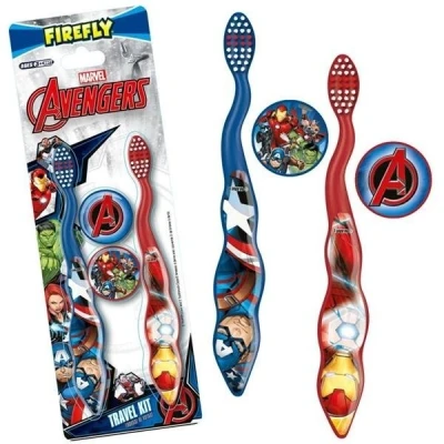 Afbeelding van Marvel FireFly Avengers Tandenborstels met Reiskapjes 2 Stuks