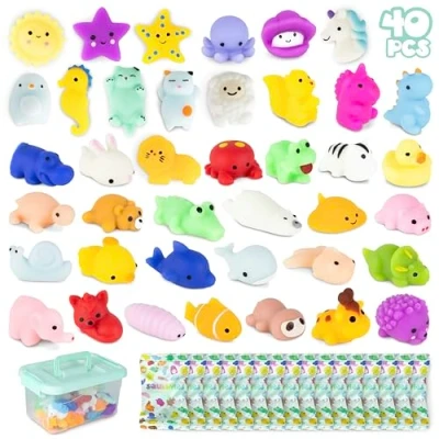 Afbeelding van Mochi Squishy Speelgoed Feestzakvullers Kinderen 40 Stuks BONNYCO Feestartikelen, Unisex, Knijpbaar Fidget Pinata Vuller Verjaardagen Meisjes en Jongens Kawaii