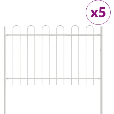 Afbeelding van vidaXL Tuinafscheiding Set van 5 Wit Metaal Groot Duurzaam