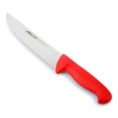 Afbeelding van ARCOS Slagermes, 20,3 cm met lemmet van nitrum roestvrij staal, 200 mm, professioneel keukenmes voor het snijden vlees, vis en groenten, ergonomisch handvat polyoxymethyleen, serie 2900, rood