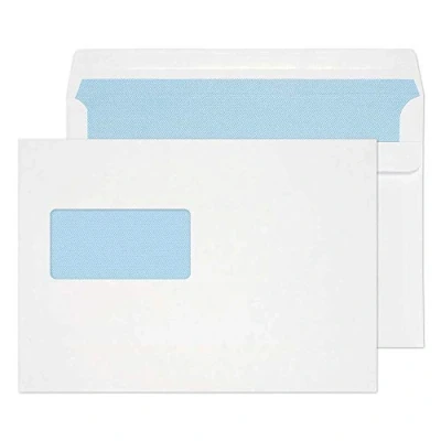 Afbeelding van Blake Purely Everyday C5 162 x 229 mm 90 gsm Zelfsluitende Portemonnee Hoge Raam Enveloppen (1709) Wit Pack van 500