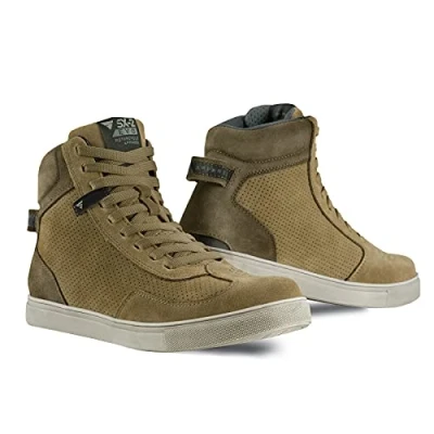 Afbeelding van SHIMA SX 2 EVO Motorschoenen voor heren ademend, versterkt leer, biker motorlaarzen mannen met enkelsteun, antislip zool, schakelkussen (bruin, 43)