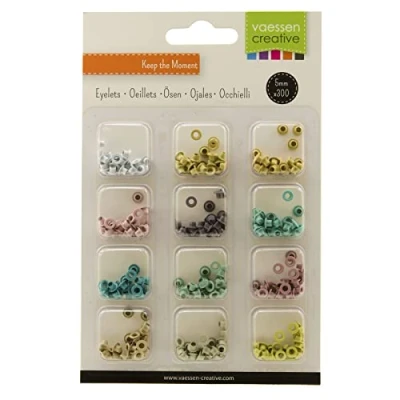 Afbeelding van Vaessen Creative Eyelets Kit Pastel 12 Kleuren Ø4mm 25stuks
