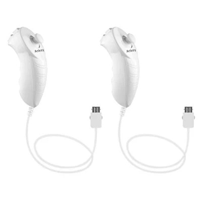 Afbeelding van 2Packs Nunchuck Controller Afstandsbediening Vervanging voor Nintendo Nunchuk Wii U Console Wit