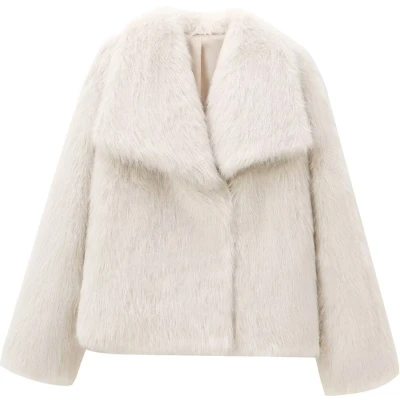 Afbeelding van Aventury Faux Fur Jas dames Tijdloos Elegant winterjas Luxe XS Wit