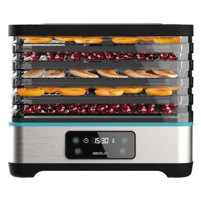 Afbeelding van Cecotec Voedselontwateraar VitaDry Pro. 300 W, Fruitontwateraar met 5 In Hoogte Verstelbare Lades, Digitaal Scherm, Timer 30 min tot 48 uur, Temperatuur 35º 70º, Roestvrij Staal.