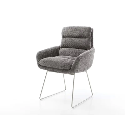 Afbeelding van Armleunstoel Abelia Flex met armleuning slipframe roestvrij staal bouclé grijs