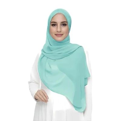Afbeelding van Premium Chiffon Hijab Hoofd Sjaal Wrap Voor Moslim Vrouwen Lichtgewicht (Turkoois)