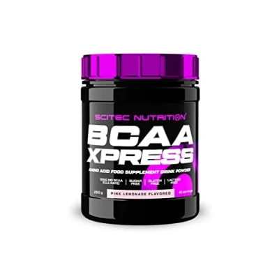 Afbeelding van Scitec Nutrition BCAA Xpress, Suiker , Gluten &amp; Lactosevrij, 5g pure BCAA, Spierherstel Groei, 2:1:1 Aminozuurverhouding, gearomatiseerd gemakkelijk te mengen, 280 g, Roze limonade