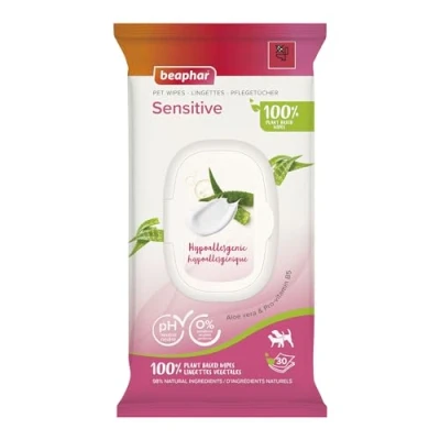 Afbeelding van Beaphar Dierendoekjes Sensitive Vachtverzorging 30 stuks 100% Plantaardig