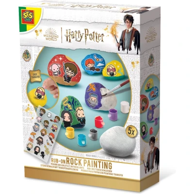 Afbeelding van SES Creative 09341 Harry Potter Rock Painting Kit voor kinderen witte kiezels om te schilderen, inclusief 5 stenen 6 verfkleuren, penseel en Karakter Transfer