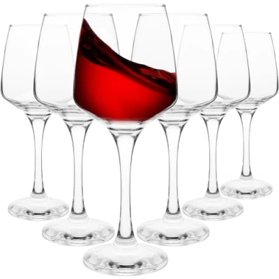 Afbeelding van Homiu Grote rode wijnglazen, set van 6 stuks, 400 ml, kristalhelder, wijndrinkglas, Florence collectie, feest, huwelijkscadeau, cocktail, thuis, restaurant, keuken, glaswerk, vaatwasmachinebestendig