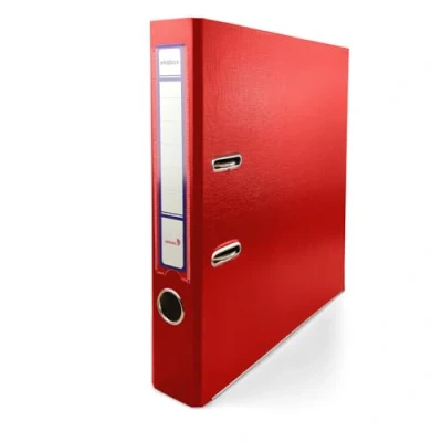Afbeelding van Netuno ordner rood 2 ringmap Ekobox folder organiser 5cm A4 smal karton voor kantoor plank mappen bureau