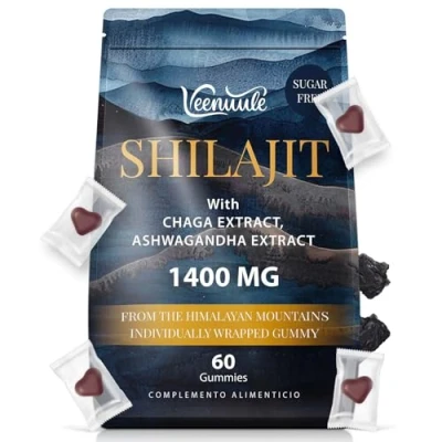 Afbeelding van Shilajit Gummies 1400mg, 100% Pure Himalaya Shilajit, 7 in 1 Formule met Ashwagandha en Chaga, 85+ Mineralen Fulvinezuur, Handiger dan Hars, Veganistisch (60 Gummies)