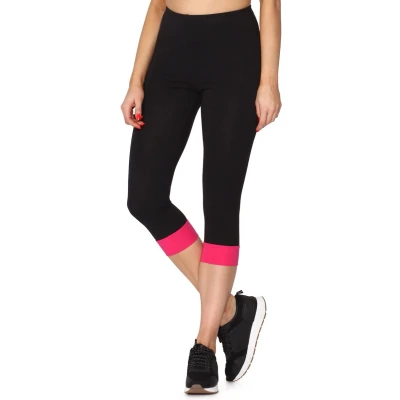 Afbeelding van Merry Style Dames Leggings Sport Vrijetijdsbroek ¾ Lang Katoen Zwart/Amarant XS MS MS10 379 LE