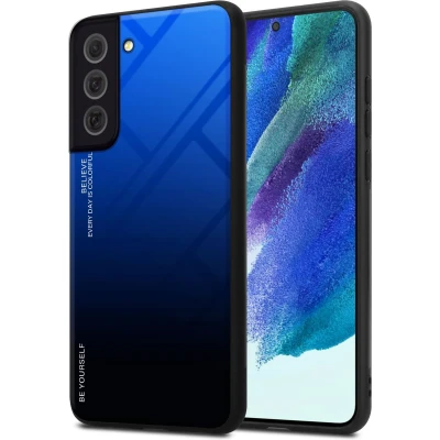 Afbeelding van Cadorabo Hoesje geschikt voor Samsung Galaxy S22 PLUS in BLAUW ZWART Tweekleurige beschermhoes TPU silicone Case