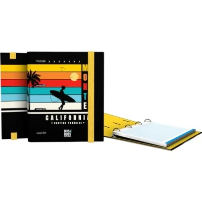 Afbeelding van Grafoplás California Bits&amp;Bobs Ringband, A5, inclusief geruite navulling, 5 x kleurige rand, ergonomisch gebogen rug, 4 ronde ringen van 25 mm, FSC gecertificeerd, schoolschrijfwaren