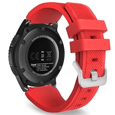 Afbeelding van MoKo Horlogeband compatibel met Galaxy Watch 3 45 mm/Galaxy 46 mm/Gear S3 Frontier/Classic/Huawei GT2 Pro/GT2E/GT mm/GT2 mm/TicWatch Pro 3, 22 mm siliconen band, ROOD