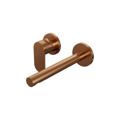 Afbeelding van Brauer Copper Edition Wastafelmengkraan inbouw rechte uitloop rechts hendel breed plat model C2 PVD geborsteld koper
