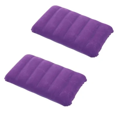 Afbeelding van tintoke Opblaasbaar kussen, campingreiskussen, luchtkussen, hoofdkussen, velourskussen, nekkussen, strandkussen, voor outdoor, reizen, wandelen, 2 stuks (paars)