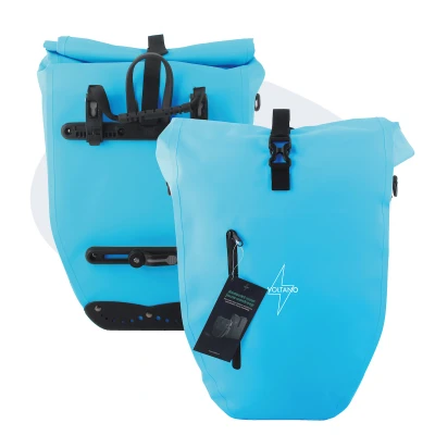Afbeelding van Voltano Luxe Fietstas 28L Enkele Pakaftas Gletsjer Blauw 100% Waterdicht