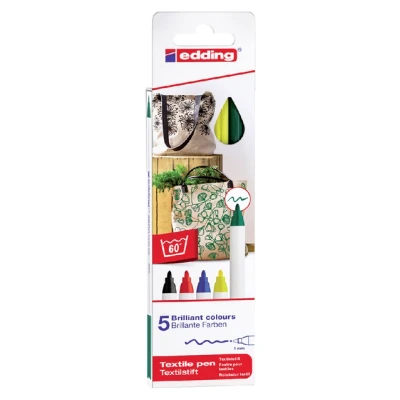 Afbeelding van Viltstift edding 4600 textiel rond 1mm basis assorti blister à 5 stuks