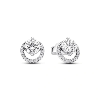 Afbeelding van Pandora 291248C01 Round Halo Silver Oorknoppen inStock horloge Zilverkleur