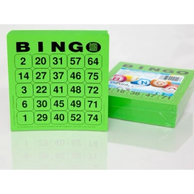 Afbeelding van DiPrint 200 grote bedrukte Bingo kaarten voor senioren systeem 25 vanaf 75 (groen)