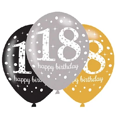 Afbeelding van Ballonnen 18 jaar Sparkling Birthday 6 stuks