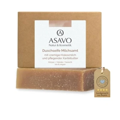 Afbeelding van ASAVO Premium natuurlijke zeep kokosmelk BIO, handgemaakte zonder parfumtoevoeging, veganistische melkzeep, 95 g