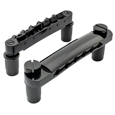 Afbeelding van Musiclily Metrisch Tune o matic Stop Brug en Tailpiece Set voor Les Paul Elektrische Gitaar, Zwart