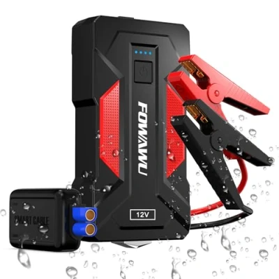 Afbeelding van FOWAWU 3000 A 24800 mAh auto starthulp, waterdichte jumpstarter, accupack (9,0 l benzine, 7,0 diesel), draagbare accubooster met USB/ledlicht.