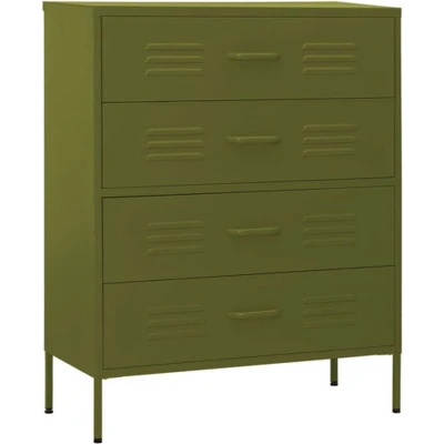 Afbeelding van vidaXL Ladekast 80x35x101,5 cm staal olijfgroen