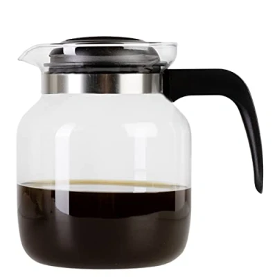 Afbeelding van Wenco Premium glazen koffiepot/theepot met kunststof deksel, 1,25 l, transparant, zwart (versie 2021)